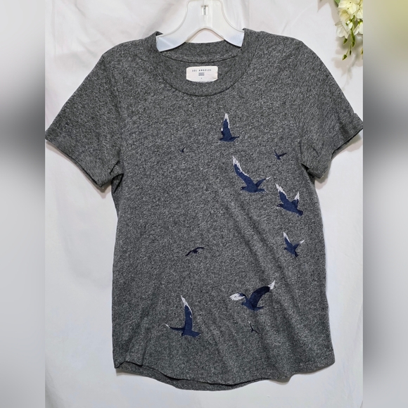 Sol Angeles Tops - Sol Angeles Gray Tee with Blue Bird Design
